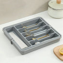 Axyaa Kitchen Cutlery Organizer: Adjustable Plastic Utensil Tray for Knives and Forks