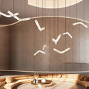 Axyaa Marble Collection LED Hanging Chandelier - Trendy Large Suspended Luminaire