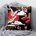 Axyaa Lucky Cat Mount Fuji Art Cushion Cover - Japanese Style Throw Pillow