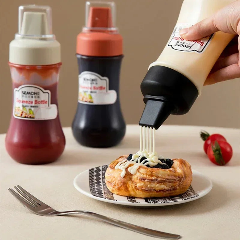 Axya 5 Hole Squeeze Condiment Bottles for Ketchup Mustard Sauces & Oils