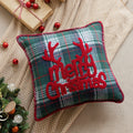 Axyaa Snowflake Jingle Bell Cushion Cover 45x45cm Checkered Christmas Pillow Case