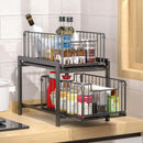 Axyaa Sliding Basket Drawer Organizer: Under Sink Bathroom/Kitchen Storage Tray