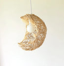 Axyaa Moon Shape Rattan Chandelier for Bedroom Study Coffee Shop Club