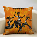 Axyaa African Dance Oil Painting Cushion Cover 45x45cm for Home Living Room Decor