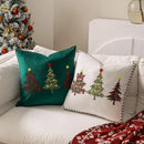 Axyaa Christmas Tree Embroidered Short Plush Pillowcase - Festive Living Room Decor