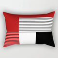 Axyaa Patchwork Stripe Polyester Cushion Cover, Classic Black Red Series, Geometric Design
