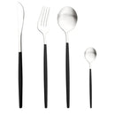Axyaa Gold Cutlery Set: 4Pcs Stainless Steel Flatware Knives Forks Spoons Teaspoons