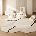Axyaa Geometric Cream Style Carpet, Wabi Sabi Bedroom Rug