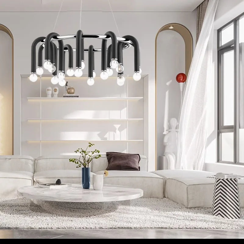 Axyaa U Shape Chandelier: Luxury Designer LED Living Room Lighting Fixtures