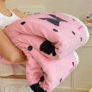 Axyaa Cartoon Bowknot Coral Fleece Blanket: Thick, Warm for Bed, Sofa, Nap
