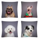 Axyaa Cute Dog Photo Polyester Cushion Cover for Home Sofa Car