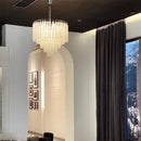 Axyaa Modern White Frosted Glass Large Round Chandelier