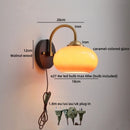 Axyaa Modern Nordic Glass Shade Wood Wall Light Switch Luxury Round Glass