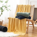 Axyaa Dark Green Knit Throw Blanket - Lightweight Plaid Design for Christmas Decor