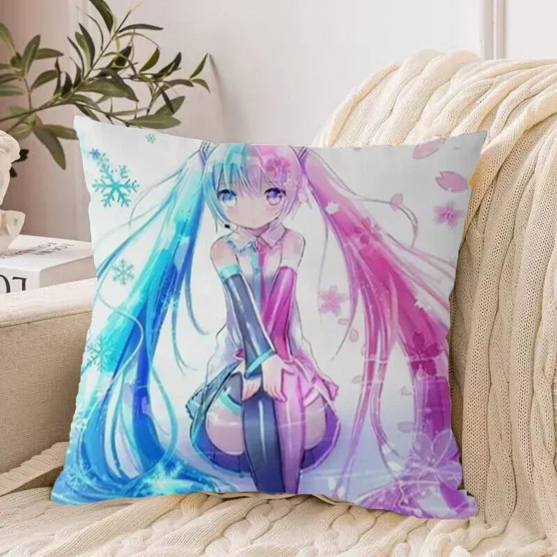 Axyaa 40*40 Hatsune Miku Pillow Cover Set for Stylish Bed Decor