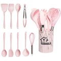 Axyaa 18Pcs Silicone Kitchen Utensils Set - Pink Non-Stick Cooking Tools