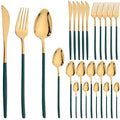 Axyaa 24Pcs Gold Stainless Steel Cutlery Set Dinnerware Flatware Silverware