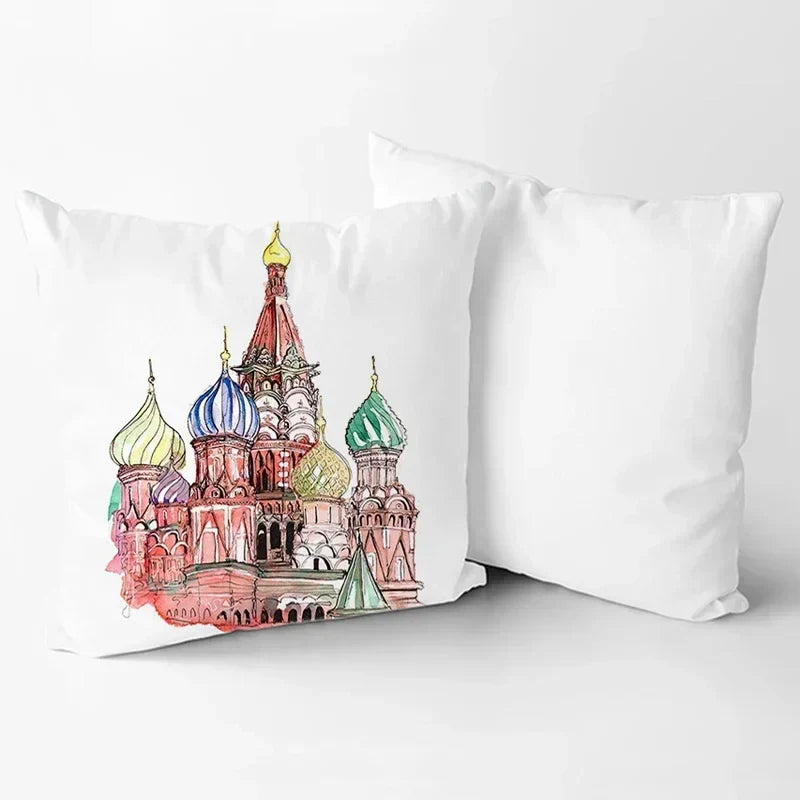 Axyaa World Buildings Printed Cushion Covers