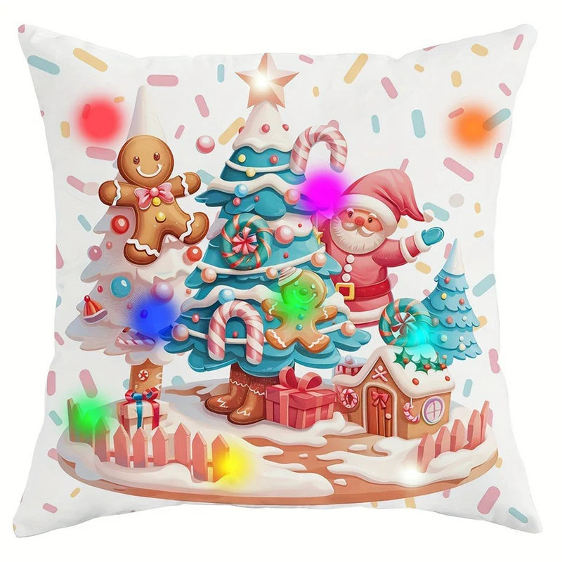 Axyaa Gingerbread Man Train Cabin Luminous Pillowcase - Christmas Party & Home Decor Gift
