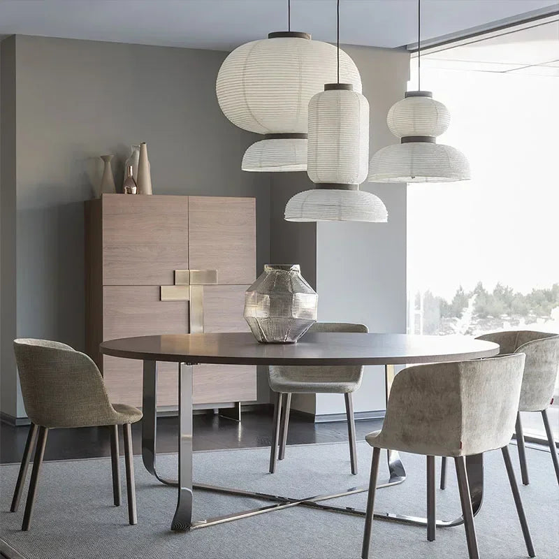Axyaa Wabi Sabi LED Pendant Lamps: Japan Style Rice Paper Chandelier for Living Room