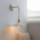 Axyaa Pleats Ceramic LED Wall Sconce Lamp with Adjustable Copper Arm