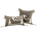 Axyaa Christmas Embroidered House Throw Pillowcase Cojines Cotton Beige Cover