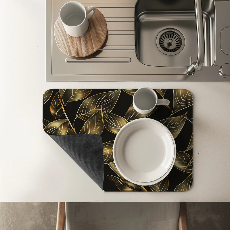 Axyaa Branches Leaves Kitchen Bathroom Drying Mat Branches Leaves Antiskid Drain Pad