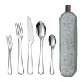 Axyaa Stainless Steel Portable Travel Dinnerware Set with Straw Pouch and Cutlery