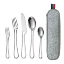 Axyaa Stainless Steel Portable Travel Dinnerware Set with Straw Pouch and Cutlery