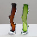 Axyaa Glass Vase Branch Fork Shape Thick Straight Bottle Floral Arrangement Accessories