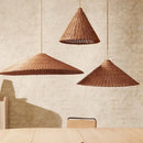 Axyaa Beige Rattan Pendant Light - Handmade Straw Hat Chandelier