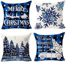 Axyaa Christmas Blessing Pine Tree Linen Throw Pillow Cover deco