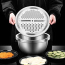 Axyaa Stainless Steel Grater Set with Garlic Press, Potato Slicer - Kitchen Vegetable Fruit Tools