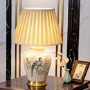 Axyaa Retro Flower Bird Ceramic Table Lamp Bedroom Living Room Study New Chinese Style