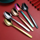 Axyaa Stainless Steel Long Handle Fork Spoon Set for Ice Cream Fruit Salad