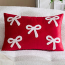 Axyaa Christmas Bowknot Embroidered Pillow Covers for Home Decor