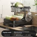 Axyaa 2-Tier Dish Drying Rack with Drainboard and Utensil Holder