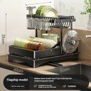 Axyaa 2-Tier Dish Drying Rack with Drainboard and Utensil Holder