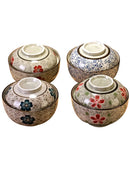 Axya Blue White Ceramic Kimchi Bowl with Cover - Classic Soup Stew Rice Ramen Dish
