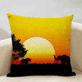 Axyaa Sunset Africa Wildlife Linen Cushion Cover elefunt Giraffe Scenic Home Decor