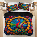 Axyaa Mexican Peacock Pattern Duvet Cover Set with 2 Pillowcases