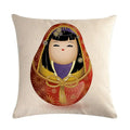 Axyaa Geisha Kimono Linen Pillow Cover for Home and Car Decoration