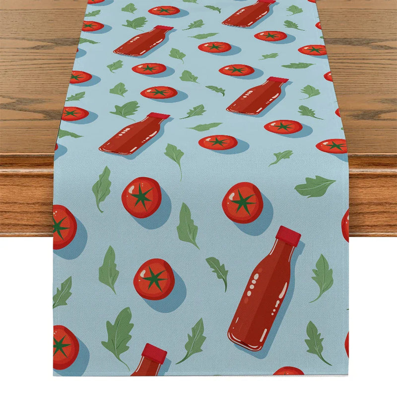 Axyaa Tomato Ketchup Table Runner for Kitchen Dining Room Decor