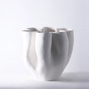 Axyaa Open Fold Edge Ceramic Vase, Abstract Porcelain Flower Pot, Home Decor Crafting