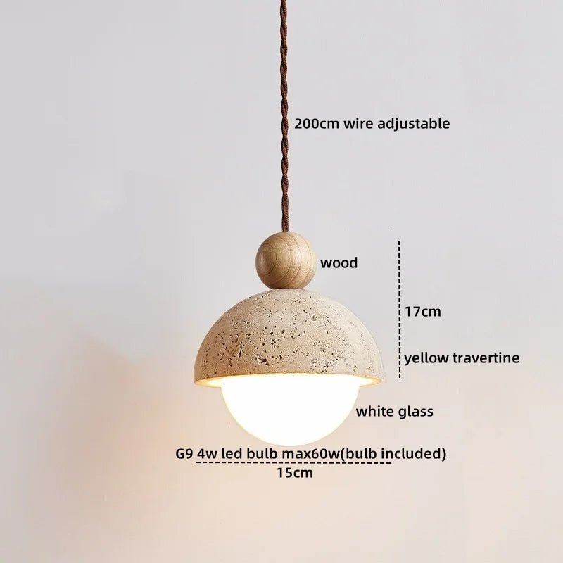 Axyaa Yellow Travertine LED Pendant Lights for Modern Living Spaces