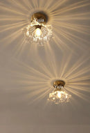 Axyaa Glass Ceiling Light Fixture Metal & Wood Vintage Style Hanging Lamp