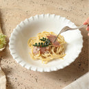 Axyaa White Lace Ceramic Deep Plate Pasta Set for Hotels & Restaurants