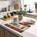 Axyaa Christmas Plaid Kitchen Antiskid Drying Mat | Quick Dry Bathroom Drain Pad