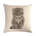 Axyaa Cat Printed Cotton Linen Cushion Cover 45x45cm