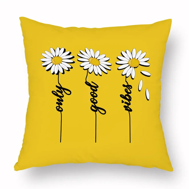 Axyaa Yellow Daisy Peach Skin Pillowcase